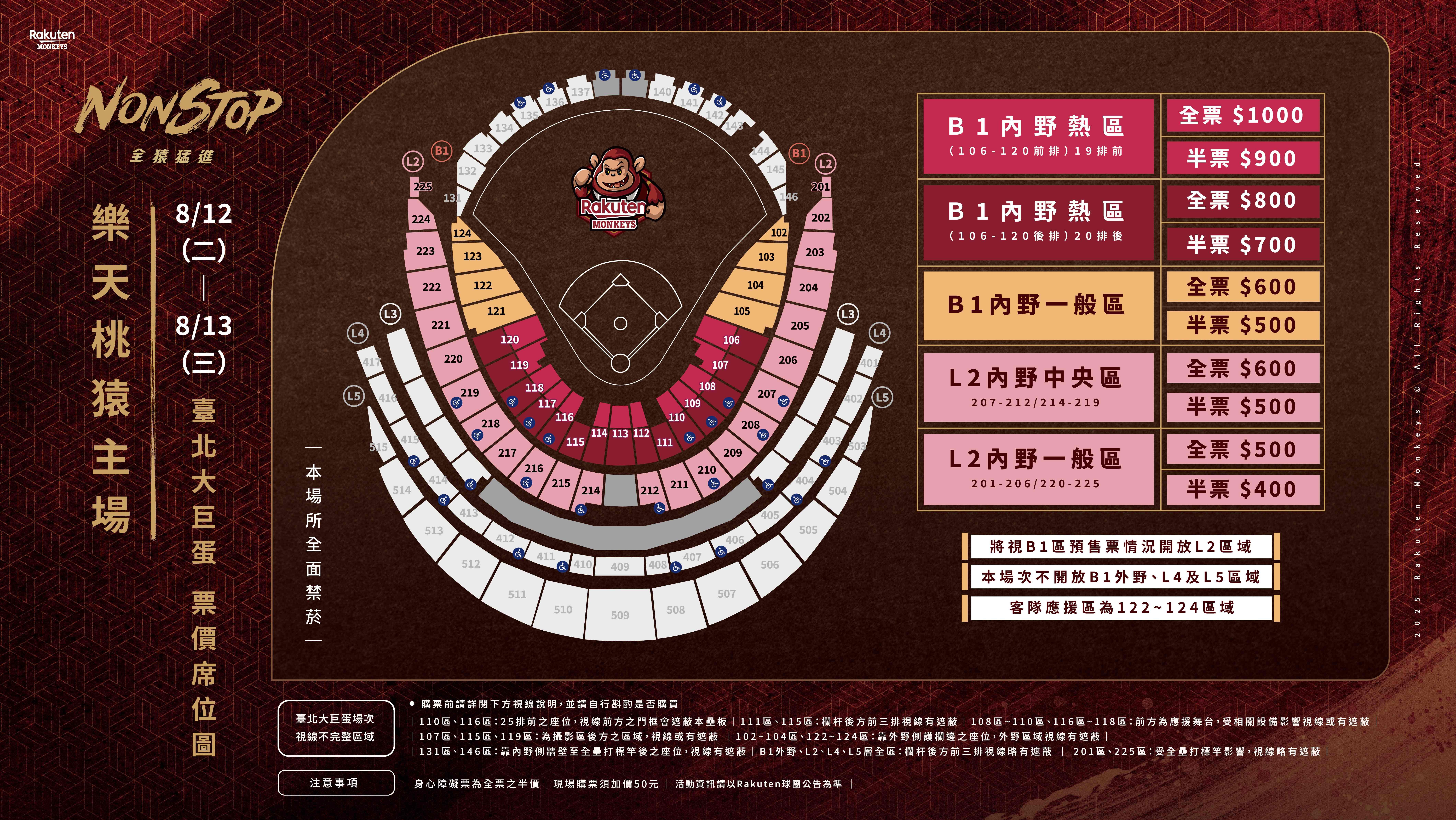 ▲樂天桃猿大巨蛋主場資訊。（圖／樂天桃猿提供）