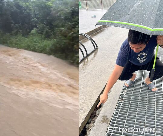 ▲台中太平赤崁頂觀景平台整座位移。（圖／市議員蔡耀頡提供）