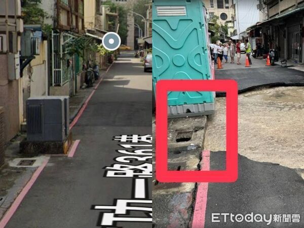 ▲▼ 高雄大天坑「吞掉變壓器」慘害524戶停電　台電緊急搶修要求償。（圖／記者賴文萱翻攝）