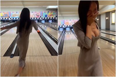 正妹打保齡球洗溝遮臉逃走　轉身10秒片吸300萬次觀看：太晃了