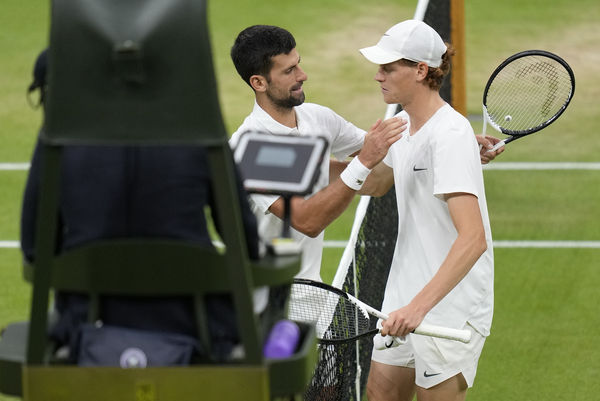 ▲溫網4強將上演世界球王辛納（Jannik Sinner）與前球王喬科維奇（Novak Djokovic）的巔峰對決。（圖／達志影像／美聯社）