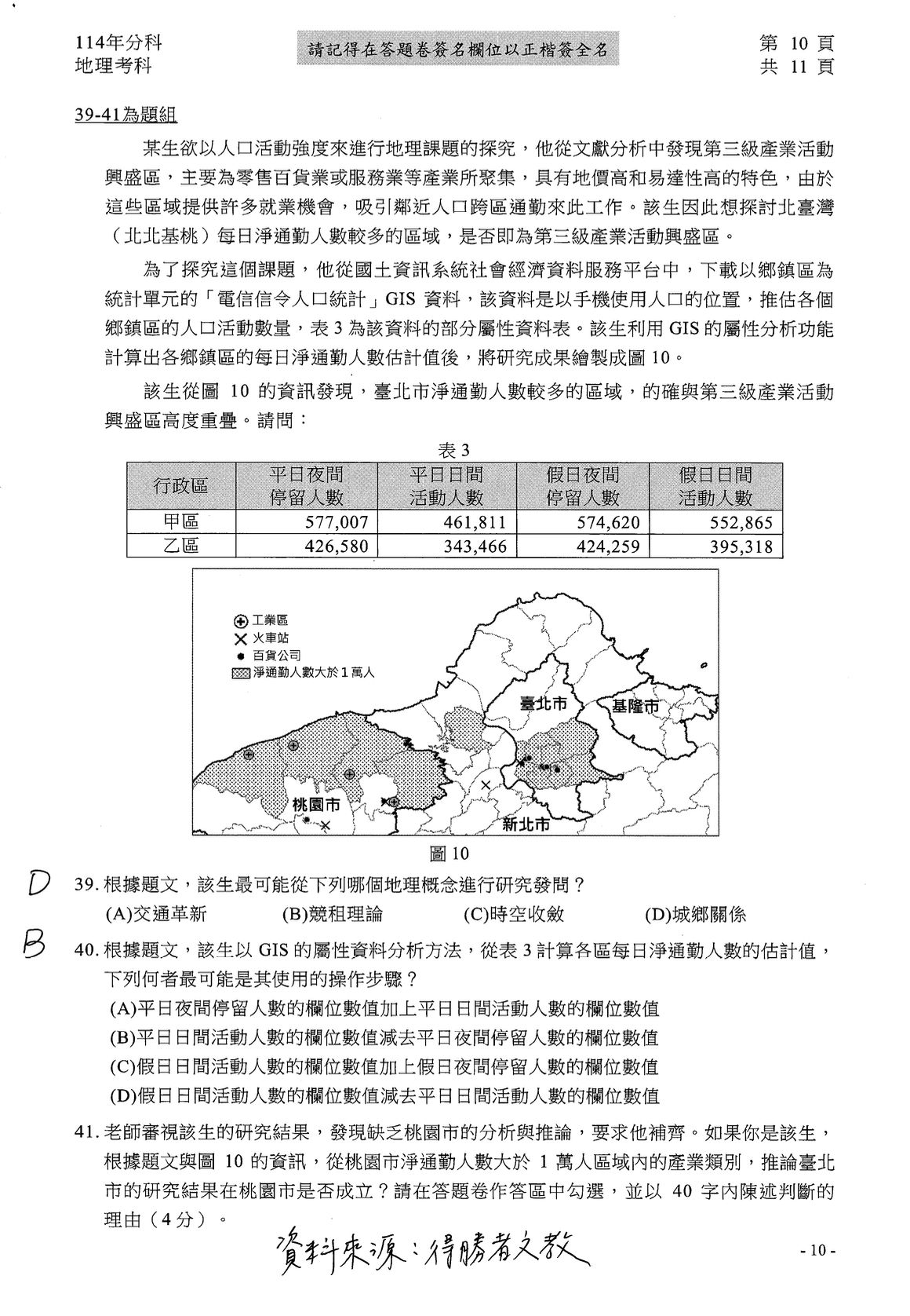 ▲▼大學分科測驗「地理」參考解答公布。（圖／得勝者文教提供）