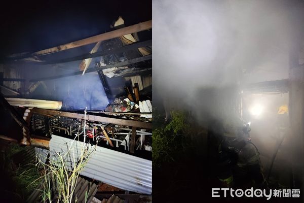 ▲▼台南民宅火警「全面燃燒」老婦疑受困！消防員搜救中。（圖／記者林東良翻攝）