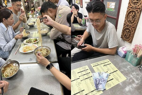 ▲▼台電人員晚間9點到麵館吃晚餐，神秘顧客掏2千元結帳。（圖／翻攝臉書／學甲之美）