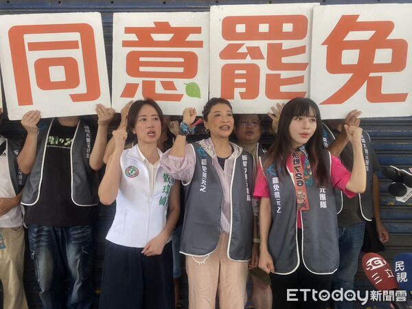 ▲▼民進黨立委黃捷、林楚茵和民進黨議員戴瑋姍今日與罷免國民黨立委葉元之團體「板橋大刪元」掃街。（圖／記者黃國霖攝）