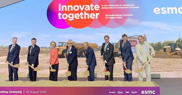 ESMC動土典禮，歐盟執委會主席馮德萊恩、德國總理蕭茲親自到場。（圖／台積電提供）