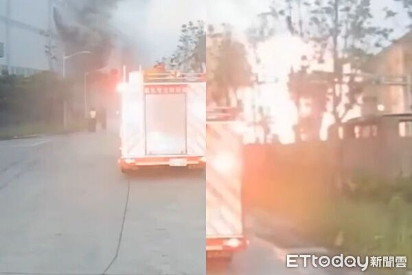 ▲▼             三元能源科技高雄廠區因火災爆炸，事發瞬間曝光。（圖／記者吳世龍翻攝，下同）