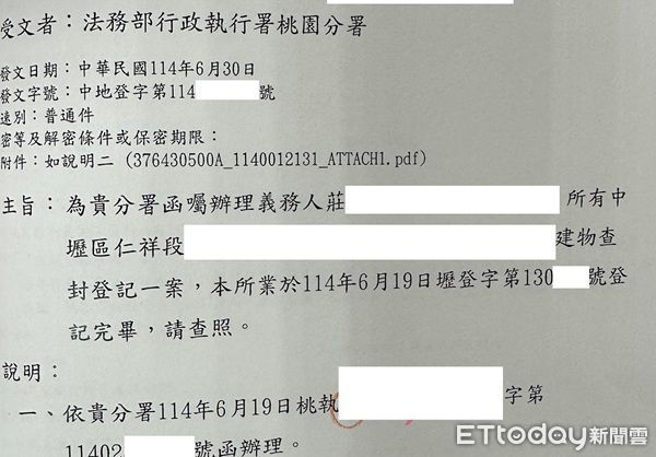 ▲▼執行署桃園分署採取查封莊男繼承房屋方式，才讓他出面採分期繳納。（圖／執行署桃園分署提供）