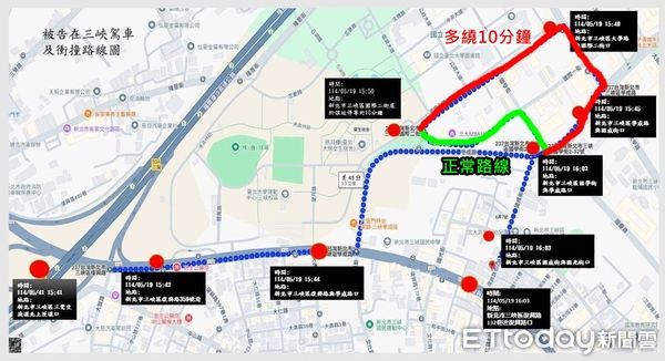 ▲▼新北地檢署公布余姓老翁肇事路線圖             。（圖／記者陳以昇翻攝）