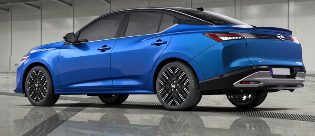 ▲Nissan Sentra車頭更近似電動車設計，頭燈、水箱罩辨識度極高。（預想圖／翻攝自Youtube@Digimods DESIGN）