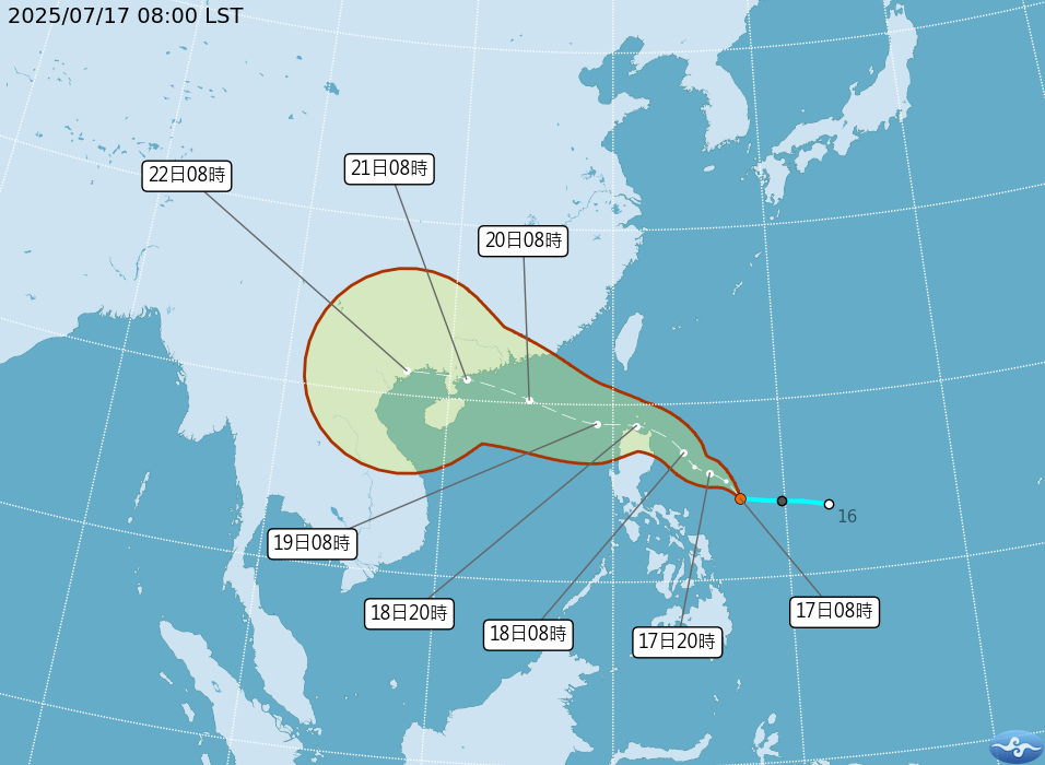 ▲▼準薇帕颱風最新路徑預測。（圖／氣象署提供）