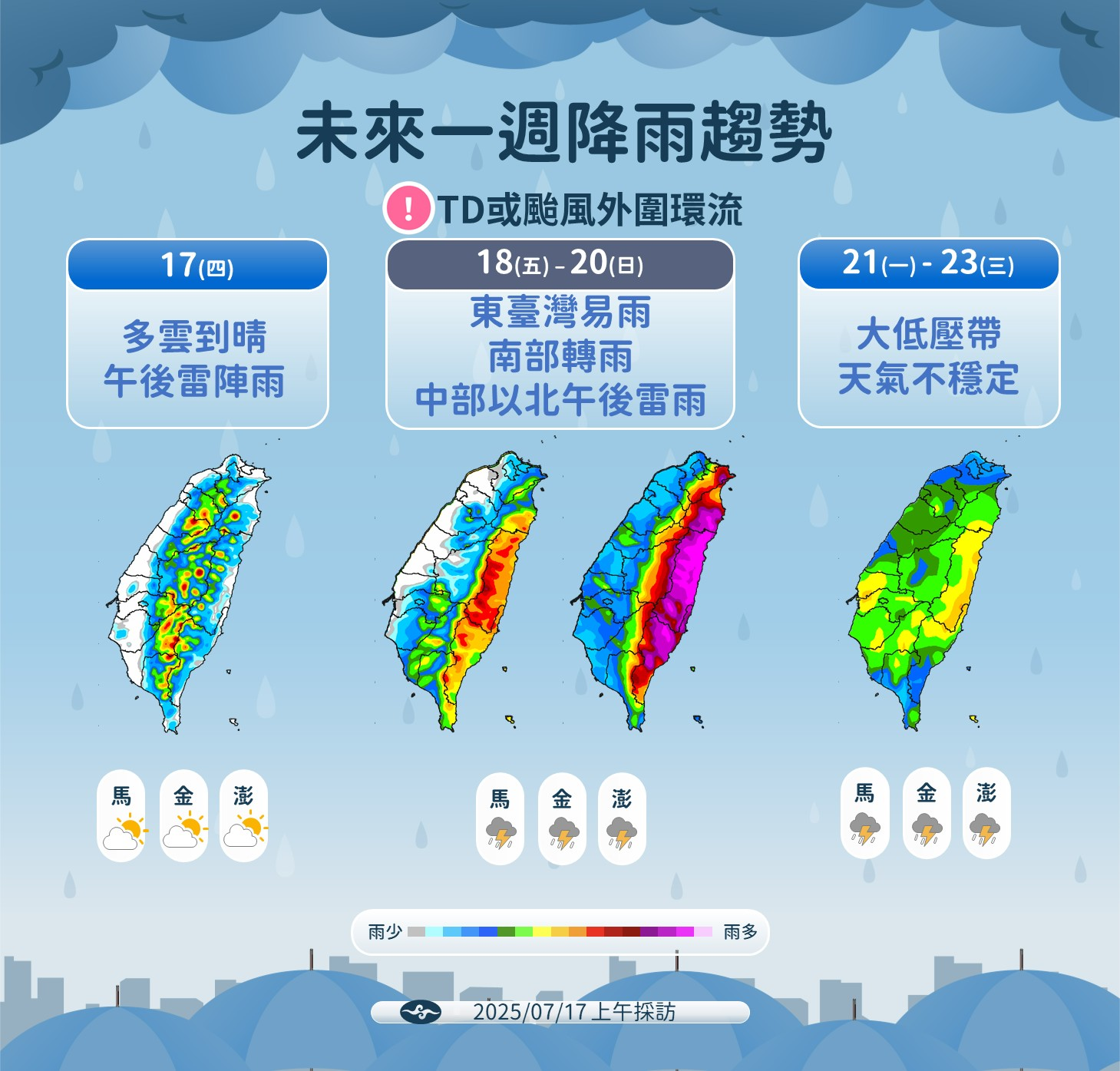 ▲▼未來一周降雨趨勢。（圖／氣象署提供）