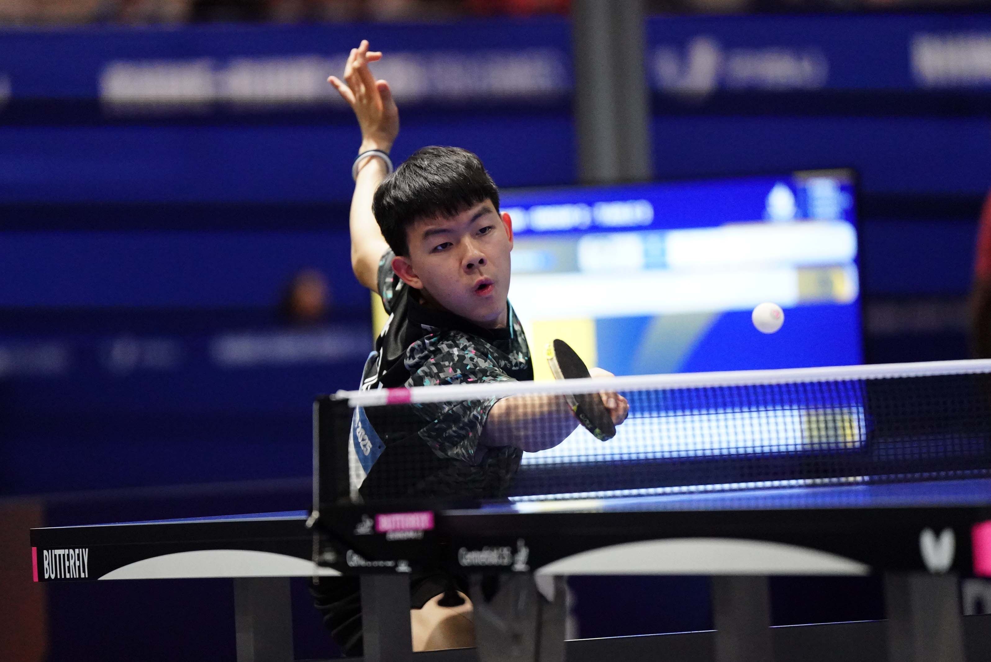 ▲▼德國萊茵魯爾世大運，桌球團體賽，高承睿、馮翊新、簡彤娟。（圖／大專體總提供）