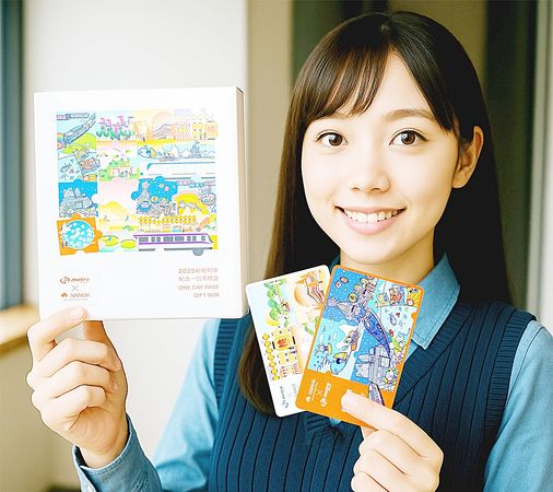 ▲桃園捷運公司與日本南海電鐵推出「桃園捷運X南海電鐵2025彩繪列車限量一日票禮盒」，由AI美女擔任代言人。（圖／桃園捷運公司提供）