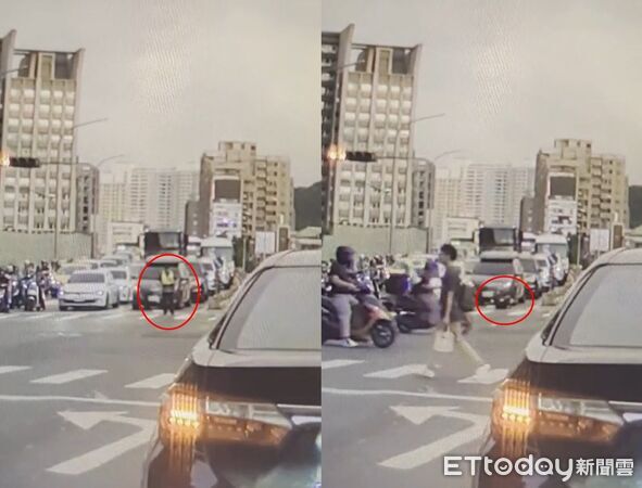 ▲一名員警在北市南港區成功橋下橋處與安康路交叉口執勤時，突暈眩昏倒。（圖／記者閔文昱攝）