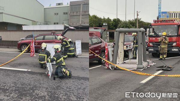 ▲▼ 新竹縣竹北市今日上午發生一起砂石車與化學槽車碰撞事故，且槽車內氫氟酸外洩  。（圖／記者楊永盛翻攝）
