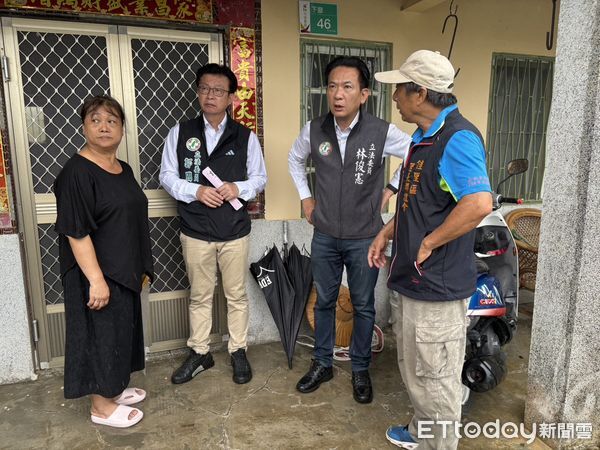 ▲林俊憲、郭國文等人說明七股、佳里三起風災後傷亡案例，盼中央與地方援助弱勢家庭。（圖／記者林東良翻攝，下同）