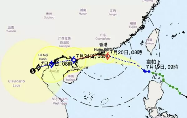 ▲▼薇帕襲香港　周日凌晨可能掛「八號風球」。（圖／翻攝香港天文台）