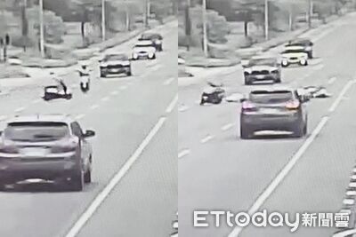 金門驚悚車禍！女騎士超商前直接左轉　與直行機車碰撞2人重摔