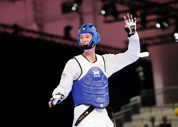 ▲193公分跆拳道小將洪俊義，在本屆世大運跆拳道80公斤級斬獲銀牌殊榮。（圖／大專體總提供）