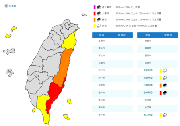 ▲▼大雨特報。（圖／中央氣象署）