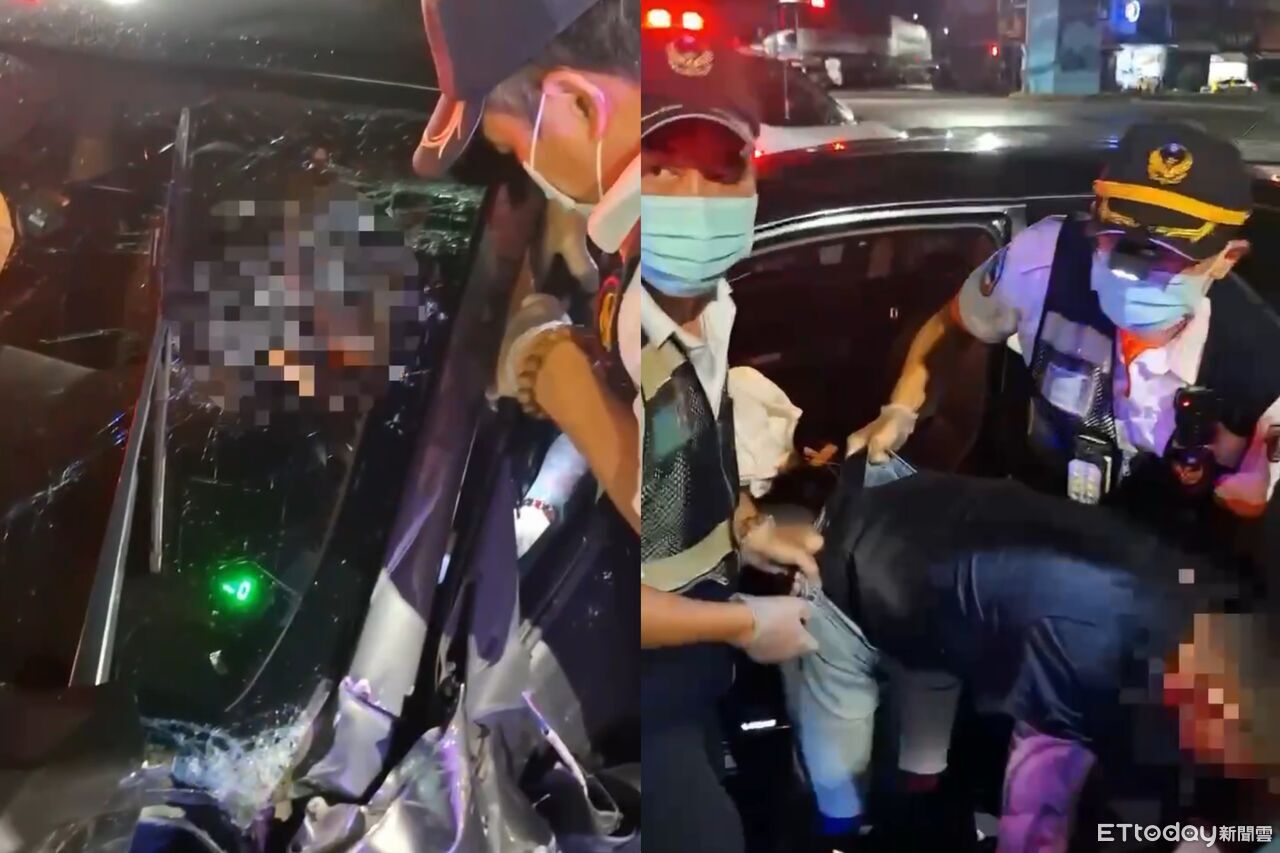 高雄轎車逆向衝出！路口迎面對撞左轉車　駕駛左腳斷了慘困車內