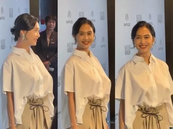 ▲▼性感女神疑「真空出席」白襯衫洩身材　粉絲驚：有那麼大嗎。（圖／翻攝百度）