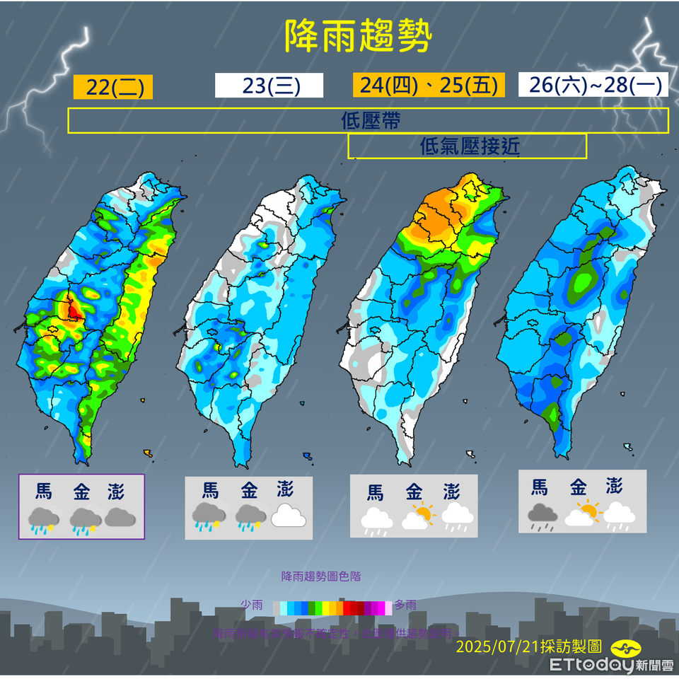 熱帶低壓最快後天生成　周四起接近台灣「北部水氣增」