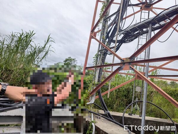 ▲麻豆警分局查獲3名男子趁風災期間剪斷基地台訊號電纜，現場查扣約700公尺訊號線與油壓剪等作案工具。（記者林東良翻攝，下同）