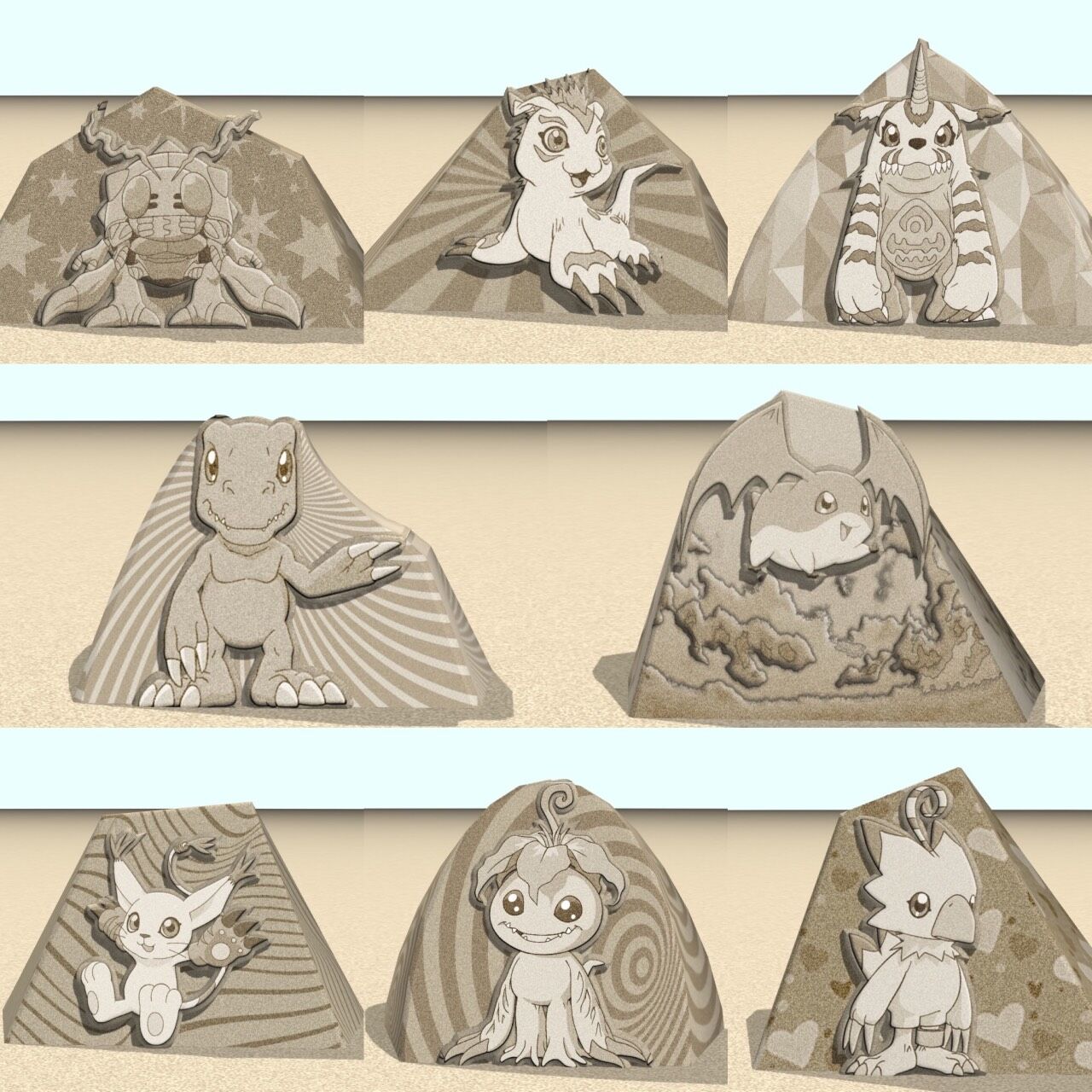 ▲2025八里城市沙雕結合光雕猶如沉浸在數碼寶貝世界裡。（示意圖／新北市高灘處提供）