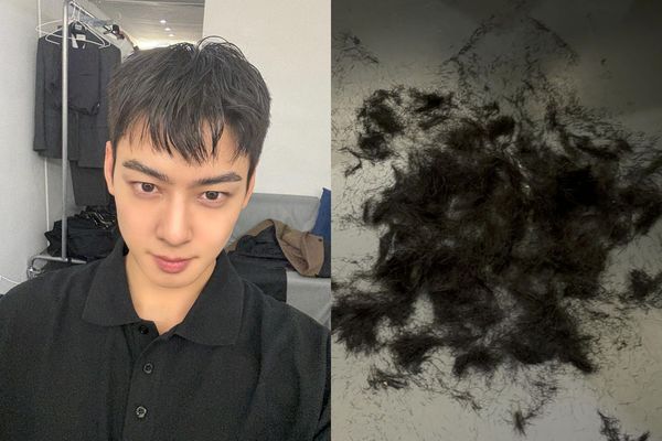 車銀優拍地下的落髮，心中應該百感交集吧。（翻攝車銀優INS）