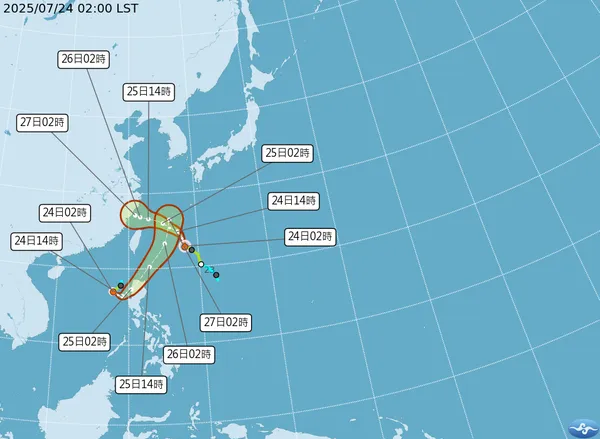 ▲▼雙颱潛勢路徑圖。（圖／中央氣象署）
