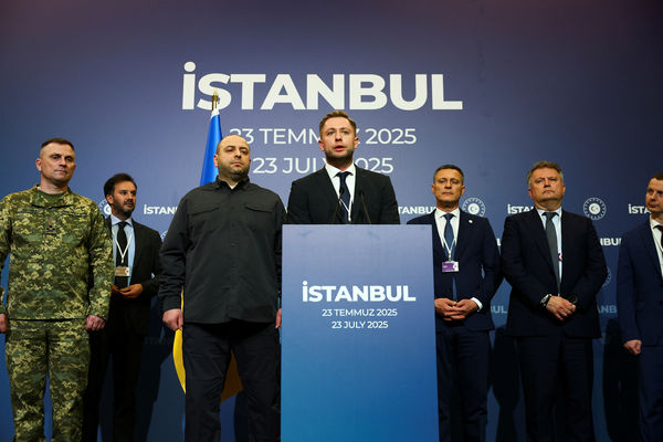 ▲▼烏俄和談/和平會談7月23日在土耳其伊斯坦堡舉行，烏克蘭首席談判代表烏梅洛夫（Rustem Umerov）發言。烏俄，停火，和談，談判。（圖／路透）