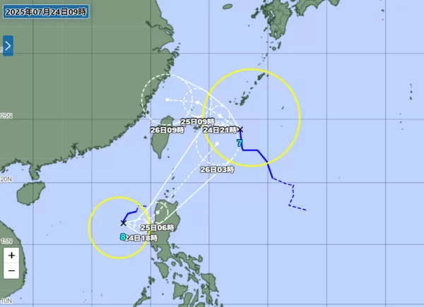 ▲▼雙颱接力夾殺！日本氣象廳路徑曝「對台影響最大」時間點。（圖／翻攝自日本氣象廳）