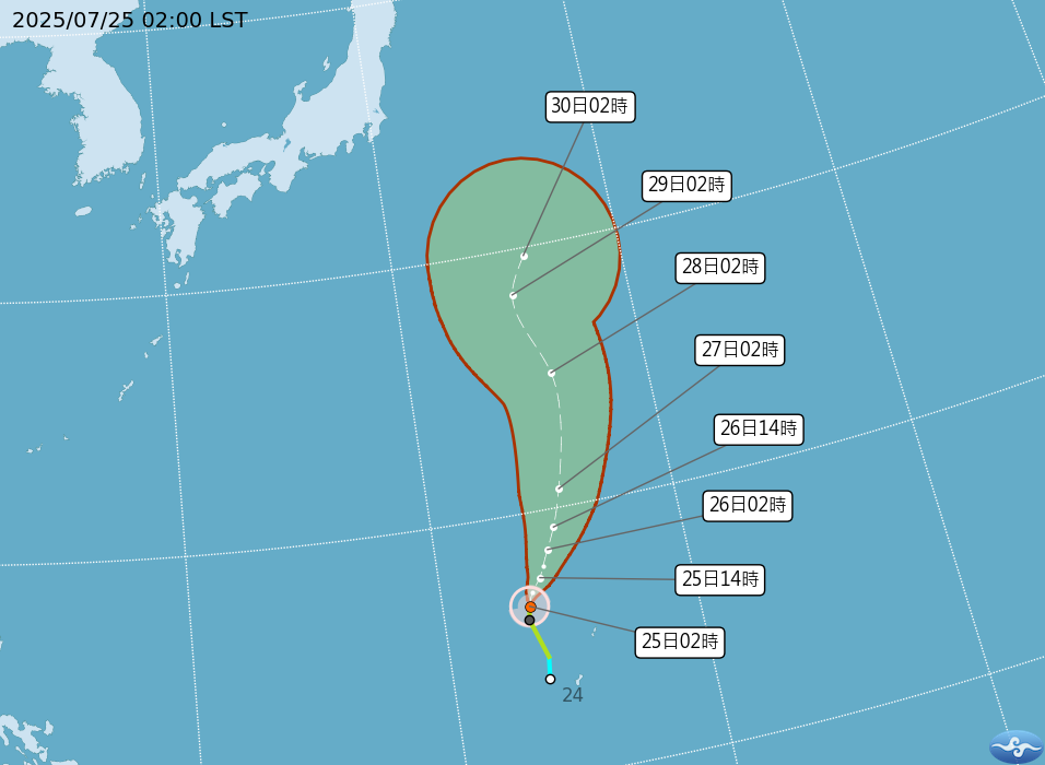 ▲▼柯羅莎潛勢路徑圖。（圖／中央氣象署）