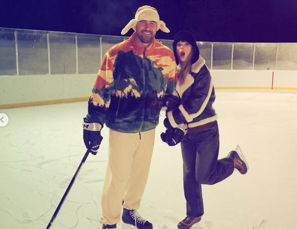 根據他們的服裝推測，應該是去年底或年初的合照，足以證明他們的確相當低調。（翻攝自Travis Kelce官方Instagram）