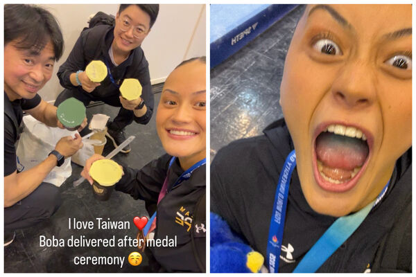 ▲陳瑞安世大運競技體操女子全能項目奪銅，賽後開喝珍珠奶茶。（圖／取自陳瑞安IG）