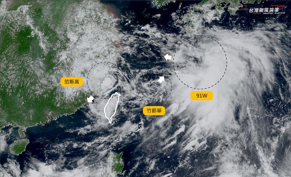 ▲▼台灣位於大低壓帶，雨至少下7天。（圖／取自颱風論壇）