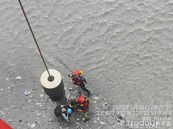 ▲黑鷹直升機抵達目標區後立即發現待救者。（圖／空勤總隊提供，下同）