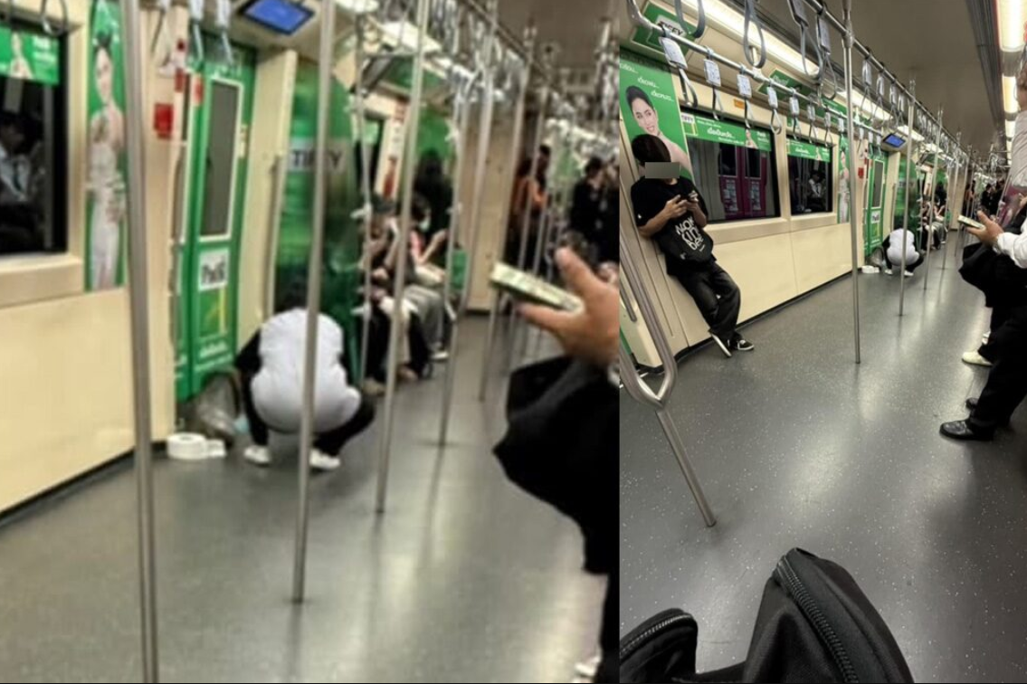 ▲▼曼谷捷運「乘客在地板炸屎」！車廂飄惡臭　眾人驚恐。（圖／翻攝自khaosod）