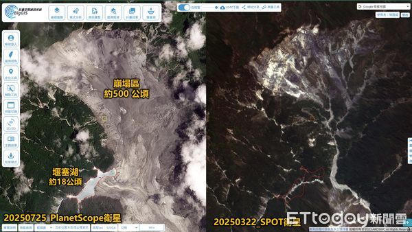 ▲▼新生堰塞湖座標及距馬太鞍部落距離。（圖／花蓮分署提供，下同）