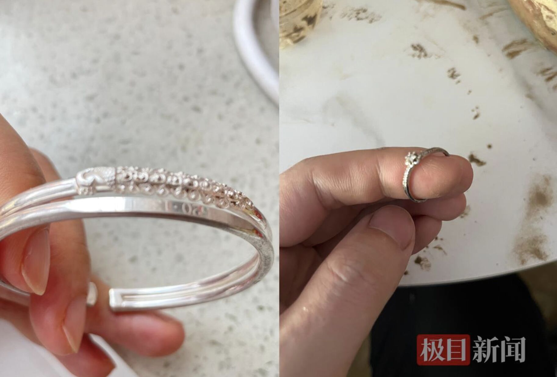 ▲陝西一間金店被洪水沖開店門，價值上千萬的金飾、首飾被沖走。（圖／翻攝極目新聞）