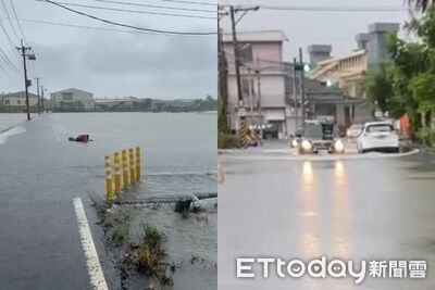 雷雨轟炸！農田、道路「淹成一片汪洋」　嘉義人愣：車子變遊艇