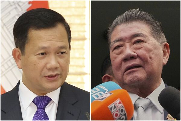 ▲▼ 柬埔寨總理洪馬內（左）與泰國代理總理普譚（右）。（圖／達志影像／美聯社）