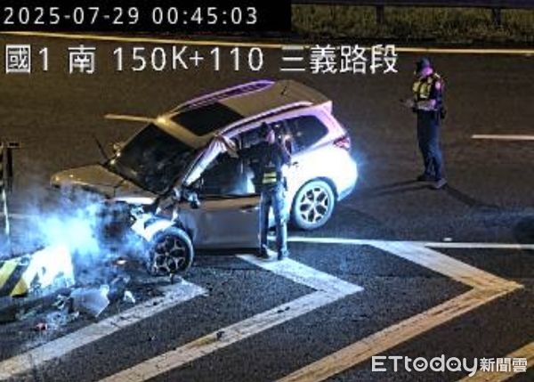 ▲國道1號三義交流道北上匝道口，今凌晨發生自撞死亡事故。（圖／記者楊永盛翻攝）