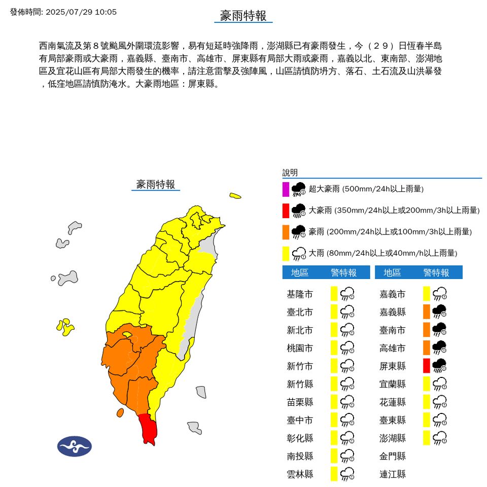 ▲大雨特報