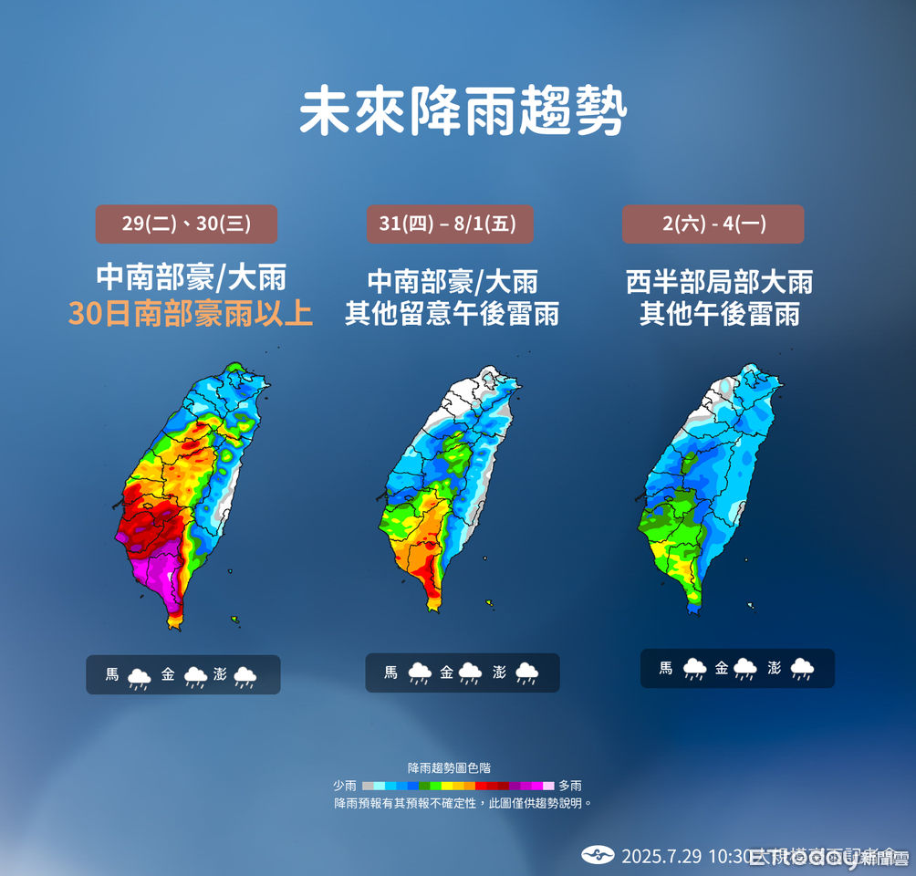 西南氣流明天最強「南部防豪雨」　雲嘉南已下破400毫米