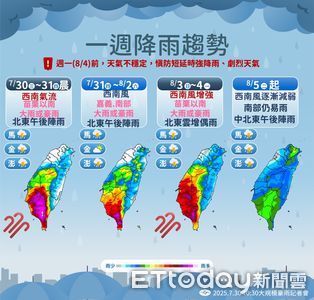 今晚嘉義以南雨區往平地擴展　周末西南風恐再增強