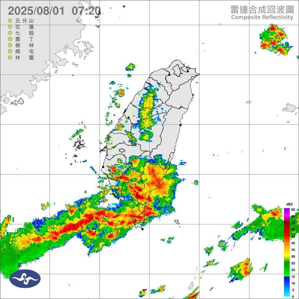 ▲▼鄭明典指上風方向條狀回波，是一種容易致災的回波特徵。（圖／翻攝鄭明典臉書）
