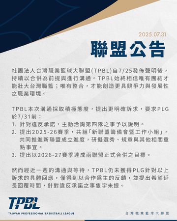 ▲TPBL、PLG雙職籃合作、合併確定破局。（圖／TPBL提供）